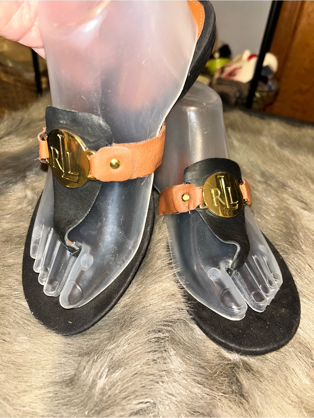 LAUREN RALPH LAUREN Womens Pink Monogram At Audrie Slip On Thong Sandals 8B